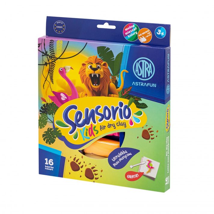 ASTRA - Modellező gyurma ( Air dry clay ) Sensorio Kids Jungle, 16 szín , 336123023