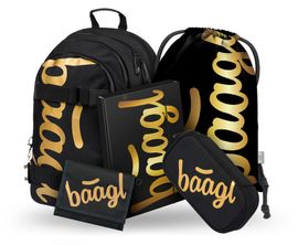 BAAGL - 5 db Skate Skate Gold: hátizsák, tolltartó, cipőtáska, deszkák, pénztárca