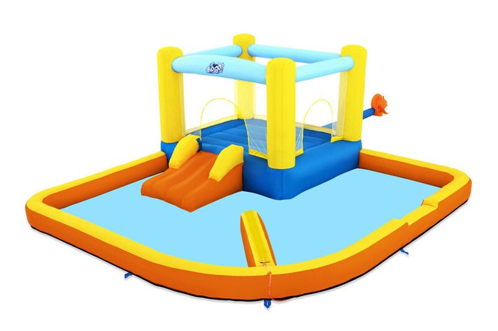 BESTWAY – Felfújható vízi központ trambulinnal Beach Bounce vízipark 3,65 m x 3,40 m x 1,52 m