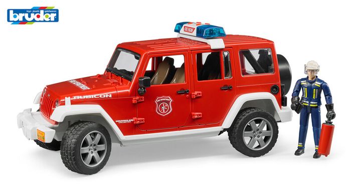 BRUDER - Mentőautók - Tűzoltó Jeep Wrangler tűzoltóval