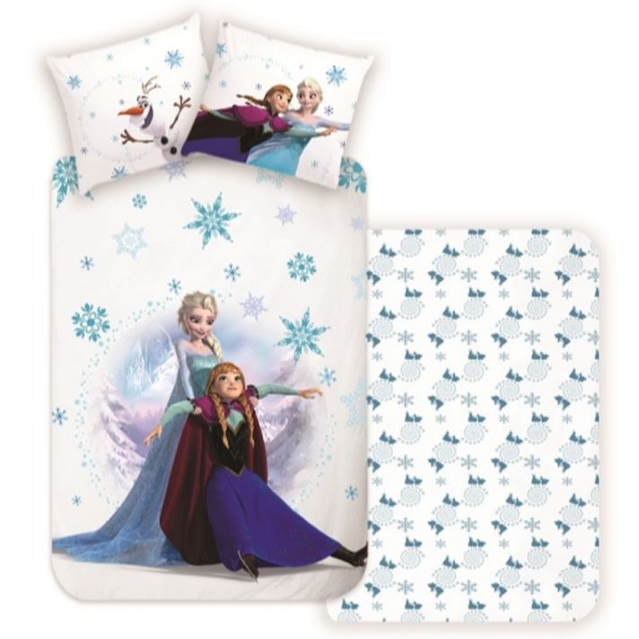 CARBOTEX - Megfordítható pamut lepedő DISNEY FROZEN, 100/135+60/40, FROZ227001