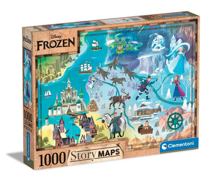 CLEMENTONI - Puzzle 1000 alkatrészek Disney térkép – Frozen