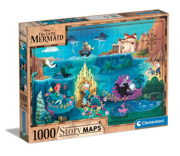 CLEMENTONI - Puzzle 1000 alkatrészek Disney térkép – A kis hableány