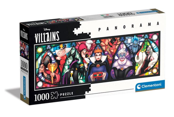 CLEMENTONI - Puzzle 1000 alkatrészek panoráma - Disney Villains