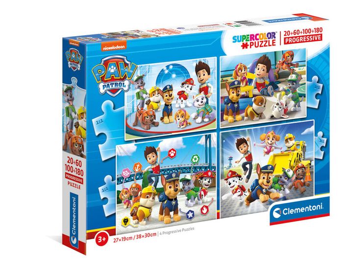 CLEMENTONI – Puzzle 20 + 60 + 100 + 180 alkatrészek - Paw Patrol