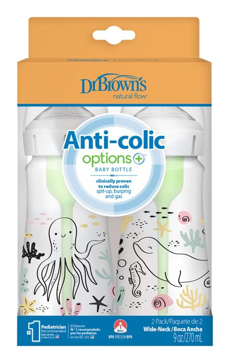 DR. BROWNS - Antikolikás palack Options+ széles szájú 2x270ml műanyag Ocean (WB92028)