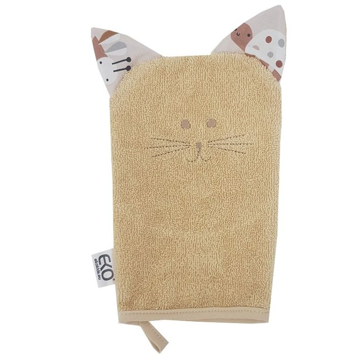 EKO - Pamut mosogatórongy füllel Cat Beige 20x15 cm