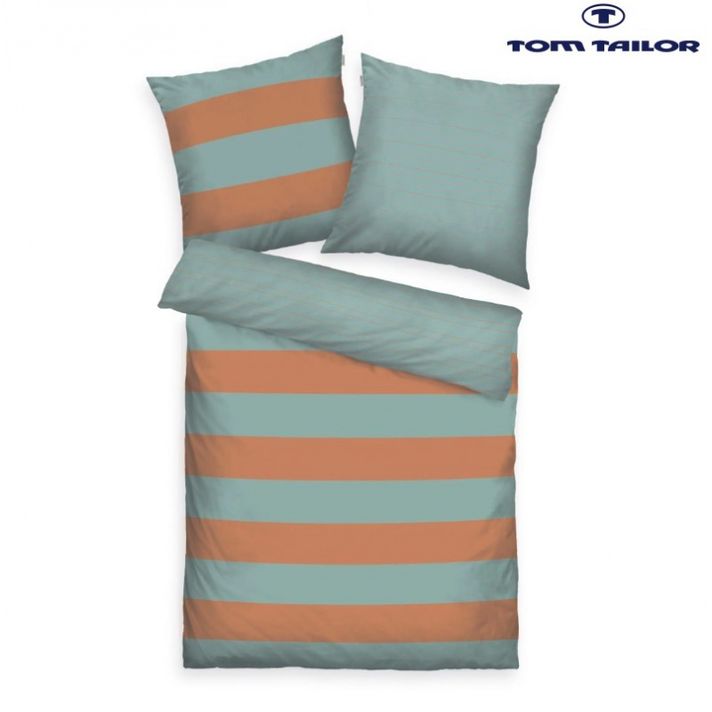 HERDING - TOM TAILOR ágynemű Bold Stripes 70x90cm / 140x200cm Warm Coral & Fresh Sage