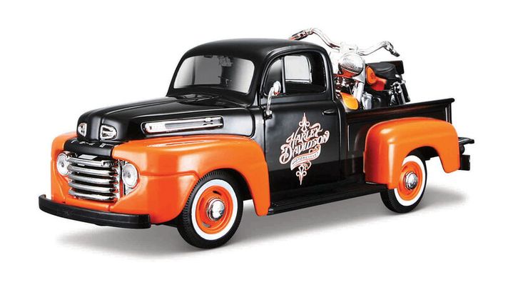 MAISTO - Harley-Davidson Custom, 1948 Ford F-1 Pick-up + 1958 FLH Duo Glide, 1:24