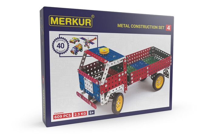 MERKUR - 4 Építőkészlet, 609 alkatrész, 40 modell