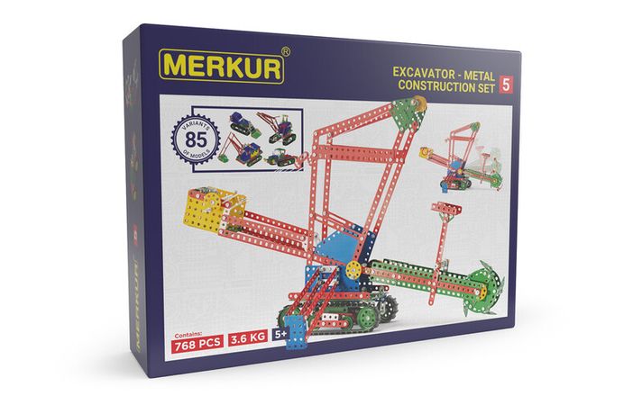 MERKUR - 5 Építőkészlet, 768 alkatrész, 80 modell