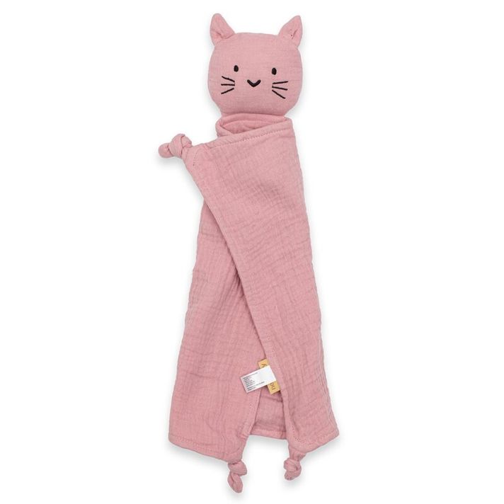NEW BABY - Muszlin szundikendő Cat pink