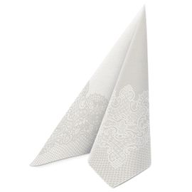 PAW – Törlőkendő AIRLAID 40x40 cm - Reverse Royal Lace silver-white