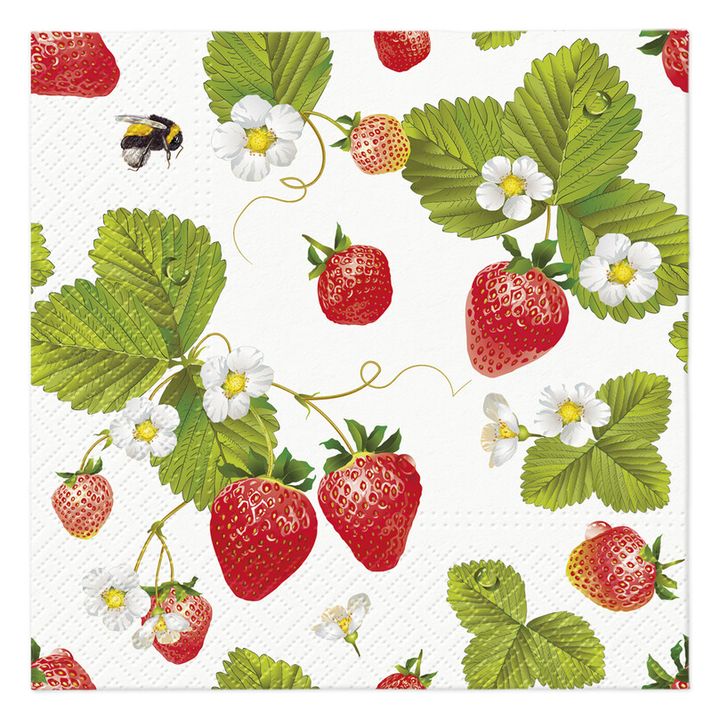 PAW - Törlőkendő L 33x33cm strawberries with bees
