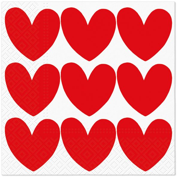 PAW – Törlőkendő TaT 33x33cm Red Hearts