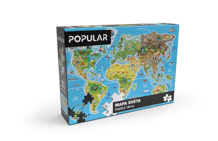 POPULAR - Puzzle - Világtérkép, 160 darab – CZ