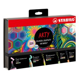 STABILO - Kreatív készlet STABILO ARTY - Linerek, filctollak, highlighterek, vízfesték. Krétakréta, 50 db