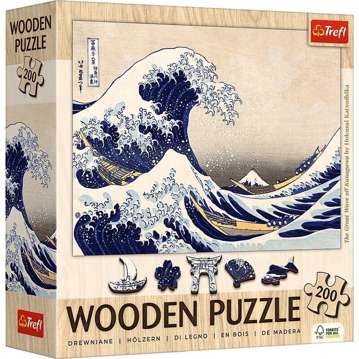 TREFL - Fa díszpuzzle Hokusai Katsushika: A nagy hullám Kanagawánál 200 Művészeti gyűjtemény