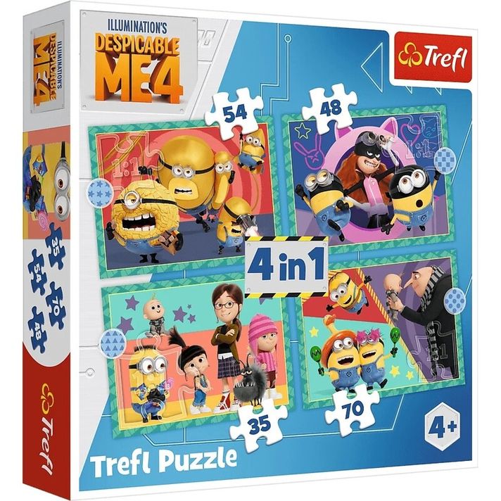 TREFL - Puzzle 4v1 - Őrült Minionok / Universal Despicable Me 4