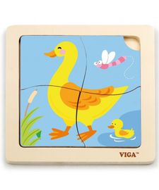 VIGA -  Fa puzzle Kacsa 4db